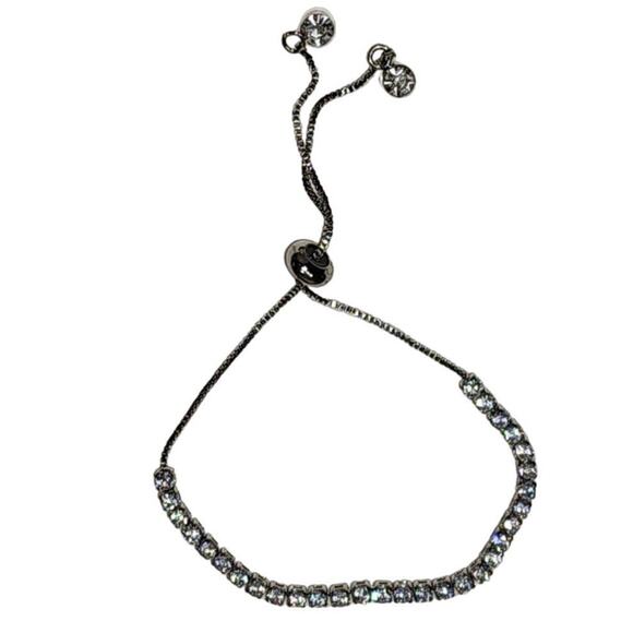 Beautiful Silver Slider Tennis Bracelet Made with Brilliant Swarovski Crystals - Picture 5 of 8